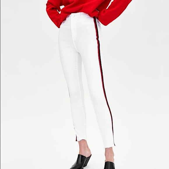 Zara high waisted white jeans - Size 24 - Picture 1 of 9